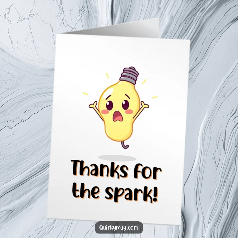 Funny Free Printable Lightbulb Thank You Card: A surprised lightbulb glows brightly mid-cartwheel to say thanks.