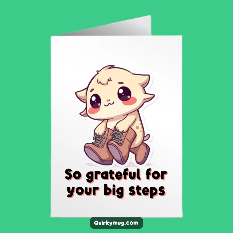 Free Printable Thank You Card: Clumsy Creature Boots Tripping Humorous Downloadable