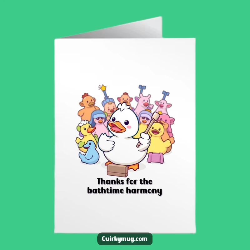 Free Printable Thank You Card: Kawaii Duck Conductor's Musical Thanks Gift