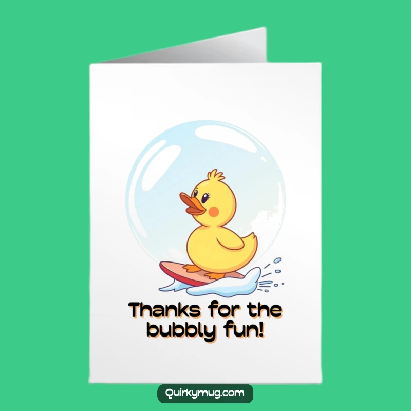 Free Printable Thank You Card: Funny Surfing Duck Bubble - Heartfelt Downloadable Gift