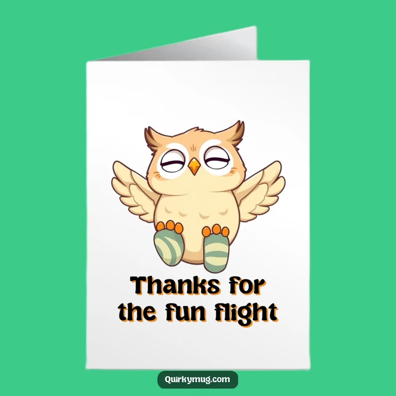 Free Printable Thank You Card: Funny Owl's Sock Flight Downloadable