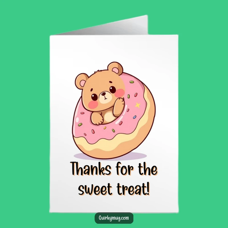 Free Printable Thank You Card: Funny Bear Donut Trip Surprise Gift Downloadable