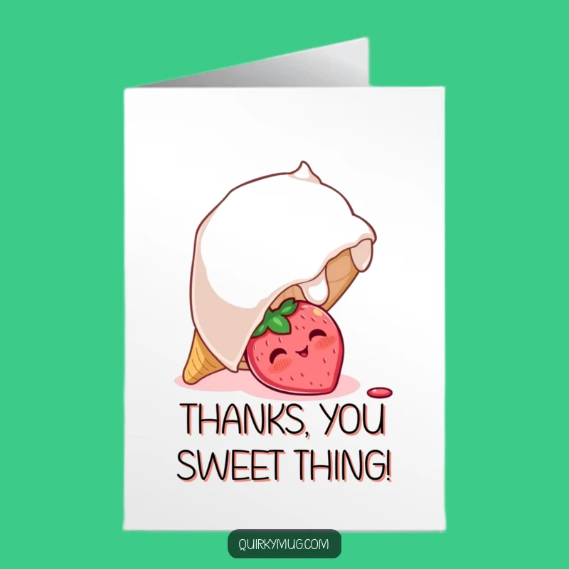 Free Printable Thank You Card: Cute Strawberry Thanks You from Under Ice Cream!