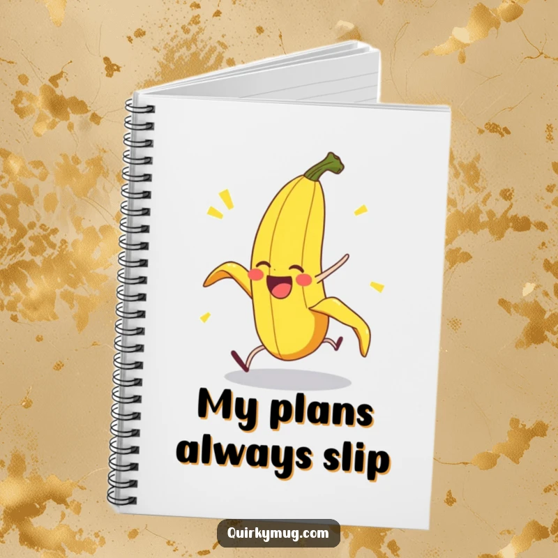 Funny Banana Peel Notebook: A delighted banana peel character in an exaggerated pratfall, perfect for recording funny thoughts and notes.