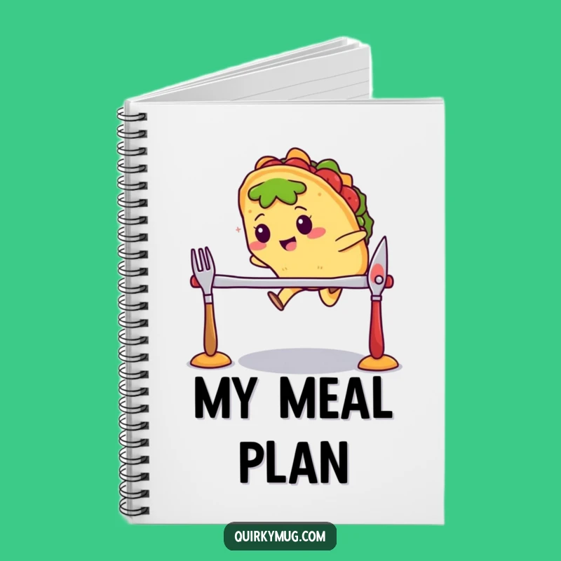 Funny Kawaii Taco Cutlery Jump Notebook - Journal Challenge Gift