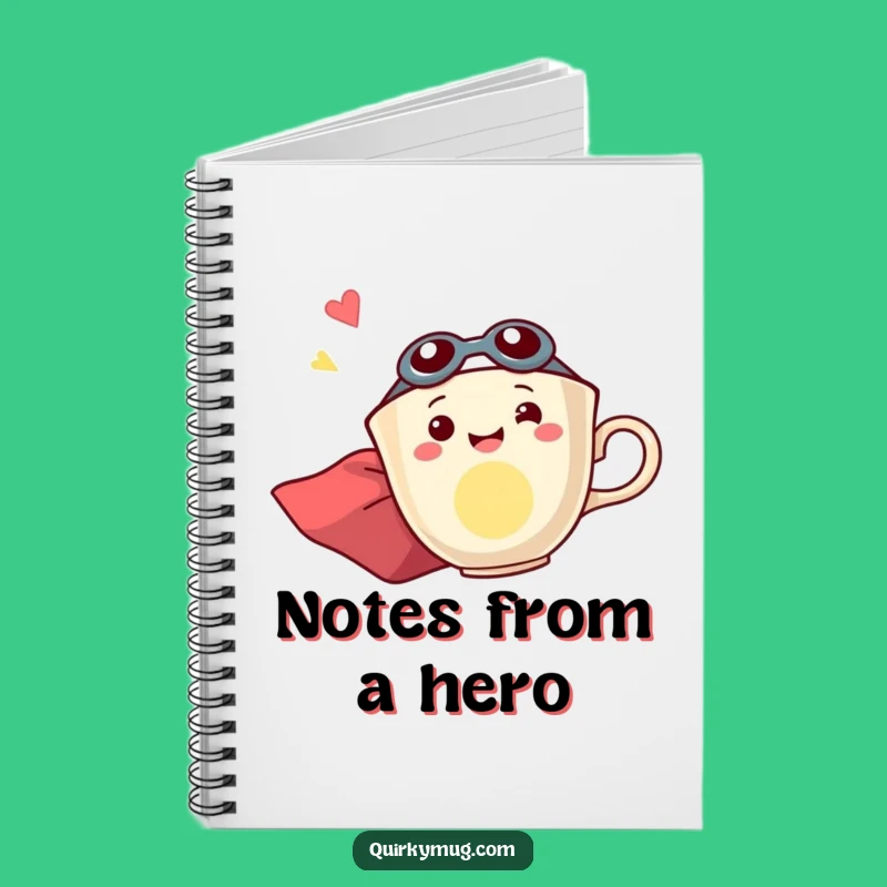Funny Flying Teacup Hero Notebook - Jot Down Ideas with Excitement