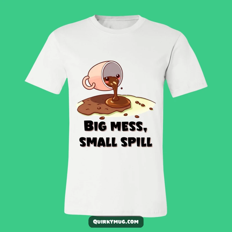Funny Kawaii Coffee Spill T-Shirt - Minimalist Humor Gift