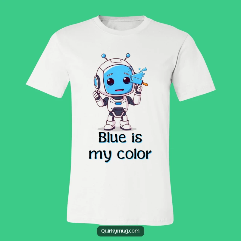 Funny Robot T-Shirt: Blue Face Paint Mishap, Hilarious Gift!