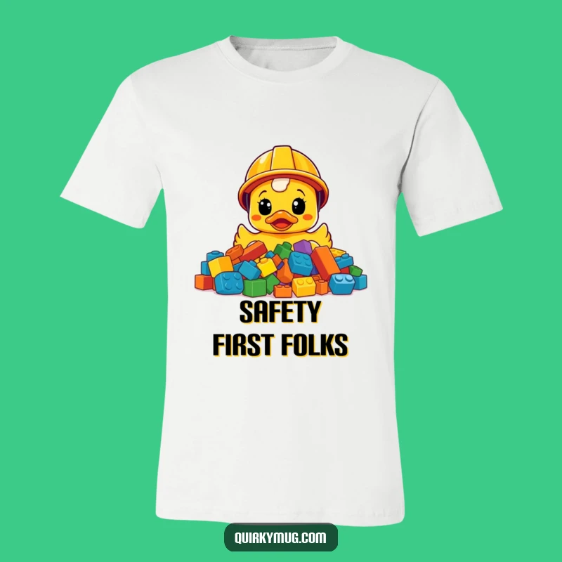 Funny Ducky Construction Tee: Bewildered Rubber Duck in Helmet, Great Gift!