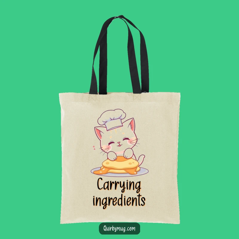 Funny Cat Chef Tote Bag - Pancake Mishap Carry-All