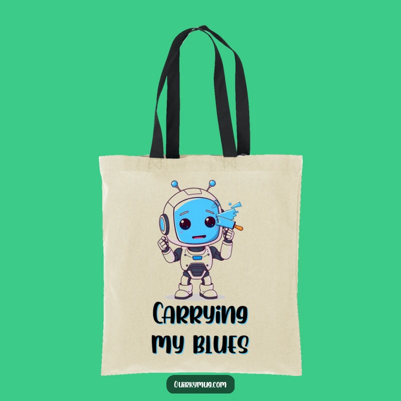 Funny Robot Tote Bag: Blue Face Art, Perfect Practical Gift!