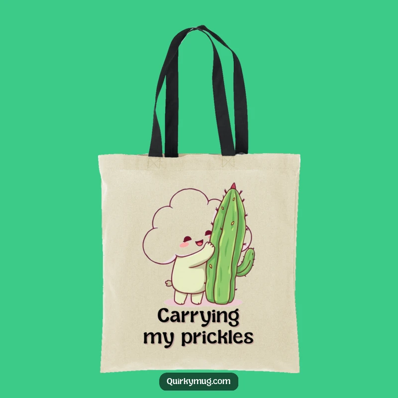 Funny Cloud Cactus Hug Tote Bag - Whimsical Carry-all & Perfect Gift