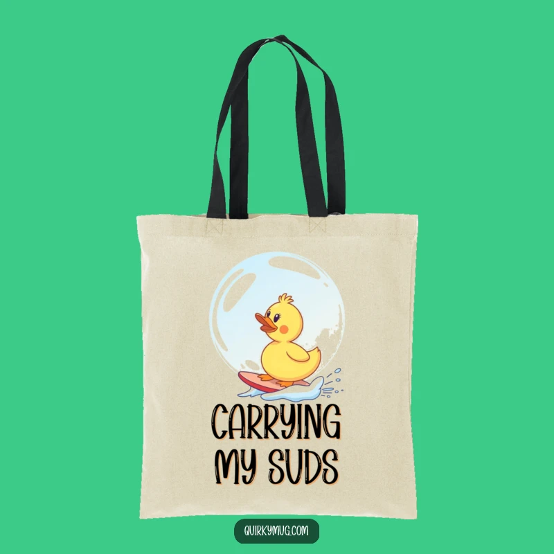 Funny Rubber Duck Bubble Surf Tote Bag - Giggle-Worthy Gift for Shopping Fun