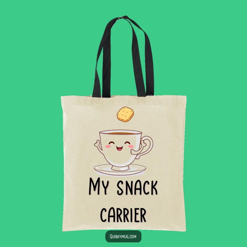 Funny Tea Tote Bag: Cheerful Teacup Serves Itself, Perfect Snack Gift!